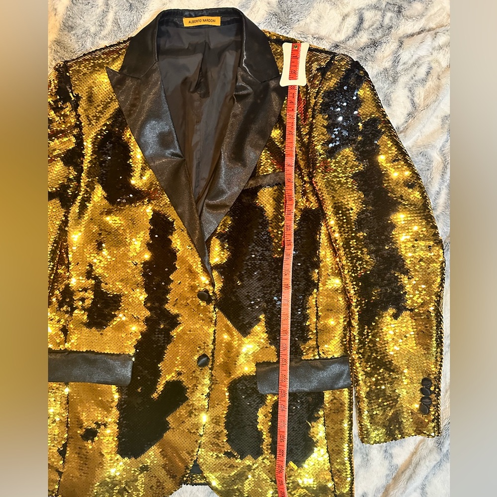 Men’s gold/black reversible sequin jacket - Picture 7 of 7